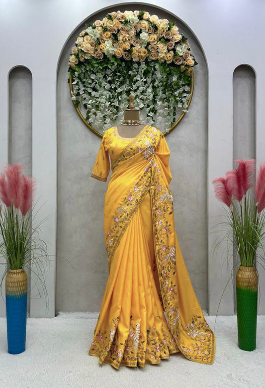 Sunshine Elegance Embroidered Saree