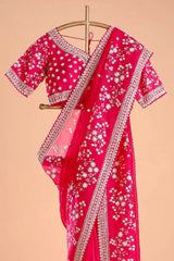 Bridal Red Elegance Saree with Heavy Embroidery