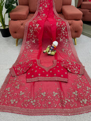 Bridal Red Elegance Saree with Heavy Embroidery