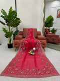 Bridal Red Elegance Saree with Heavy Embroidery
