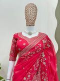 Bridal Red Elegance Saree with Heavy Embroidery