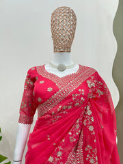 Bridal Red Elegance Saree with Heavy Embroidery