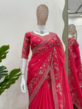 Bridal Red Elegance Saree with Heavy Embroidery