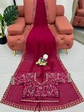 Wine Red Elegance Saree with Designer Border
