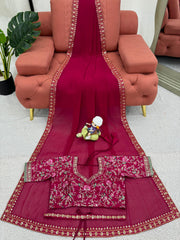 Wine Red Elegance Saree with Designer Border