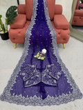Royal Purple Elegance Saree with Heavy Embroidery