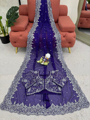 Royal Purple Elegance Saree with Heavy Embroidery