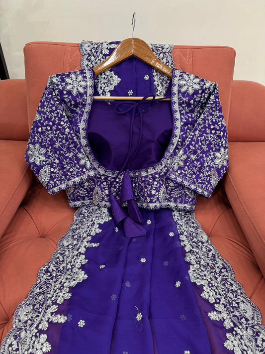Royal Purple Elegance Saree with Heavy Embroidery