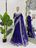 Royal Purple Elegance Saree with Heavy Embroidery