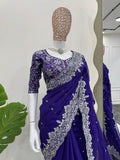 Royal Purple Elegance Saree with Heavy Embroidery