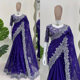 Royal Purple Elegance Saree with Heavy Embroidery
