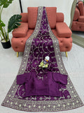 Royal Plum Embroidered Saree