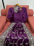 Royal Plum Embroidered Saree