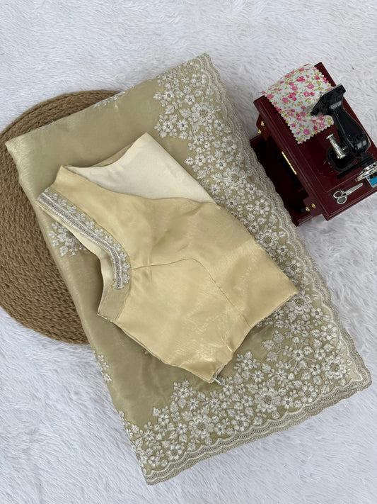 Champagne Gold Elegance Saree