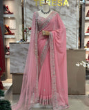 Blush Pink Dream Saree with Luxe Embroidery