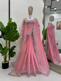 Blush Pink Dream Saree with Luxe Embroidery