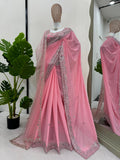 Blush Pink Dream Saree with Luxe Embroidery