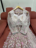 Soft Blush Dream Saree with Floral Detailing