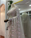 Soft Blush Dream Saree with Floral Detailing