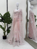 Soft Blush Dream Saree with Floral Detailing