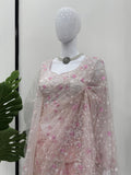 Soft Blush Dream Saree with Floral Detailing