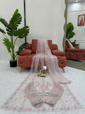 Soft Blush Dream Saree with Floral Detailing