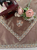 Mocha Gold Elegance Saree with Subtle Embroidery