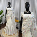 Ivory Blossom Elegance Saree