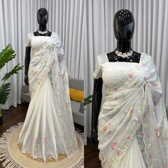 Ivory Blossom Elegance Saree