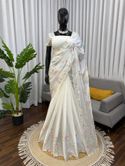 Ivory Blossom Elegance Saree