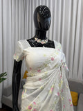 Ivory Blossom Elegance Saree