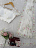 Ivory Blossom Elegance Saree