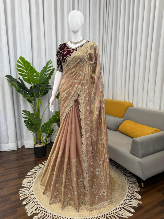 Champagne Rose Elegance Saree
