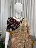Champagne Rose Elegance Saree