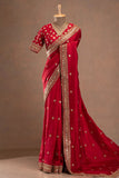 Royal Red Charm Saree with Golden Zari Work