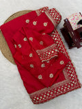 Royal Red Charm Saree with Golden Zari Work