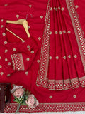Royal Red Charm Saree with Golden Zari Work