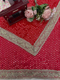 Ruby Sparkle Elegance Saree with Golden Border