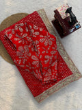 Ruby Sparkle Elegance Saree with Golden Border
