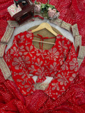 Ruby Sparkle Elegance Saree with Golden Border