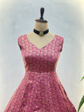 Royal Pink Anarkali Gown Set with Dupatta