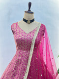 Royal Pink Anarkali Gown Set with Dupatta