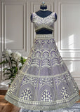 Premium Lavender Bridal Lehenga Choli with Heavy Embroidery & Dupatta