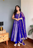 Royal Purple Anarkali Gown Set with Dupatta