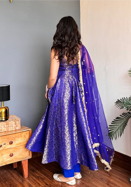 Royal Purple Anarkali Gown Set with Dupatta