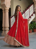 Royal Red Anarkali Suit with Heavy Golden Border & Flowing Dupatta