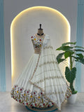 Ivory Floral Embroidered Lehenga