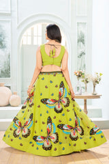 Lime Green Butterfly Designer Lehenga
