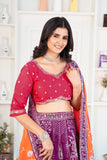 Royal Purple Bridal Lehenga with Dual-Tone Dupatta