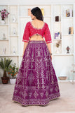 Royal Purple Bridal Lehenga with Dual-Tone Dupatta
